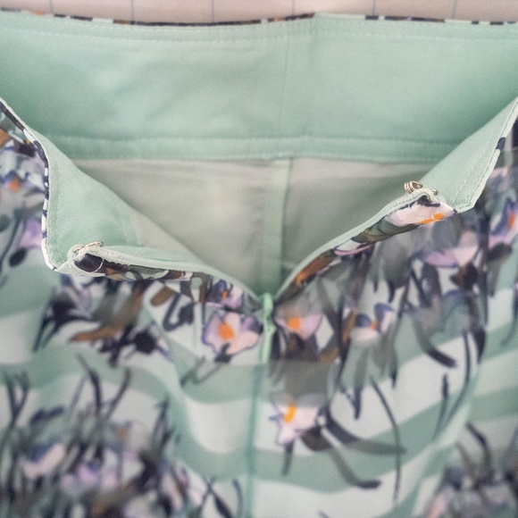 Anthropologie Maeve Floral Mint Striped Skirt - NWT - Picture 4 of 9